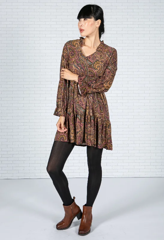 Best Offers of the Month!Paisley V-Neck Dress in Wine