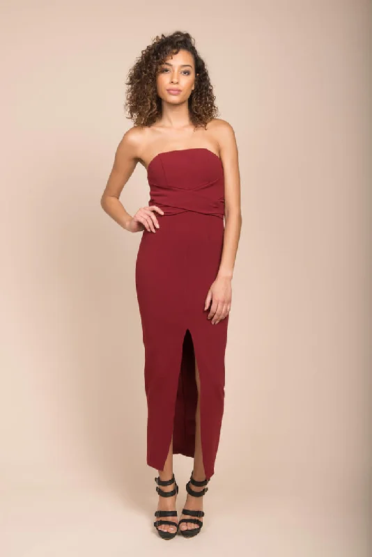 Your Shopping Wish, Our Discount Command!Payton Sexy Bodycon Midi Dress Burgundy