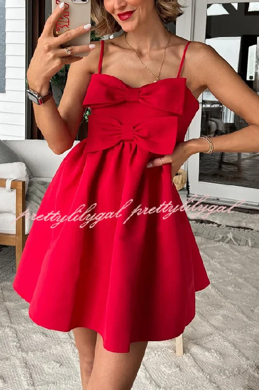Every Deal is a Steal!Date Night Bow Design Pocketed Back Smocked Slip Babydoll Mini Dress Every Deal is a Steal!Date Night Bow Design Pocketed Back Smocked Slip Babydoll Mini Dress
