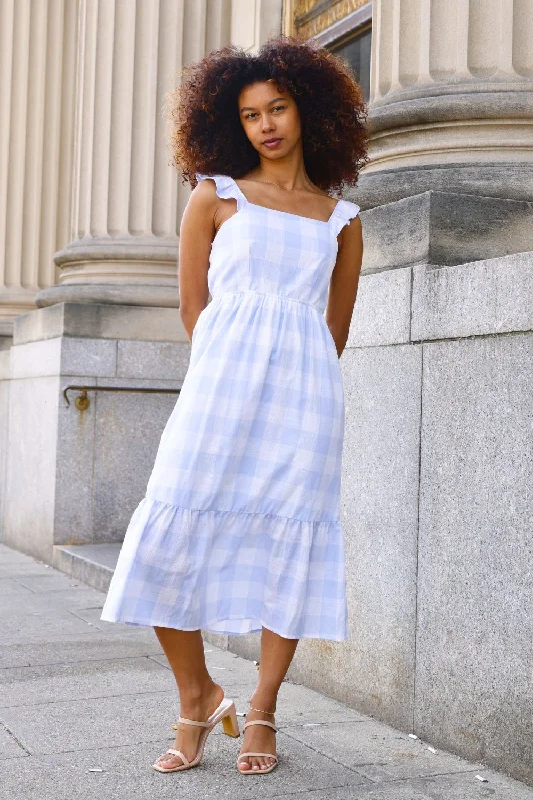 Special Offer – Act Fast!Petite Gingham Maxi Dress (White/Blue)