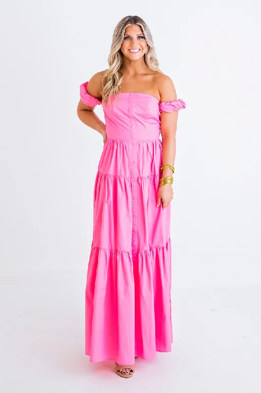 Shop Today, Save Tomorrow!Pink Poplin Tier Maxi Dress