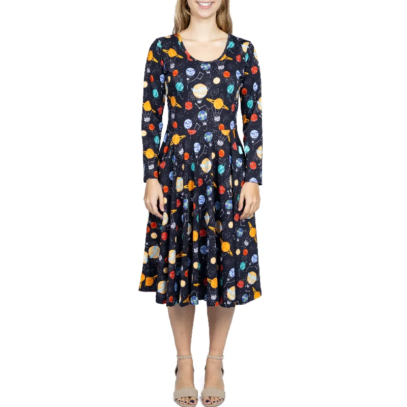 Instant Savings Await!Planet Balloons Long Sleeves Twirl Dress