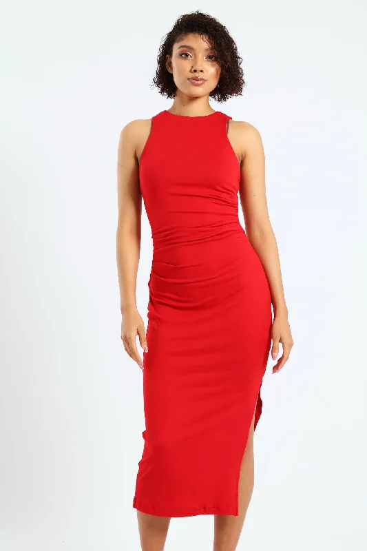 Act Fast – Limited Time Savings!Rouged Side Maxi Dress - Red