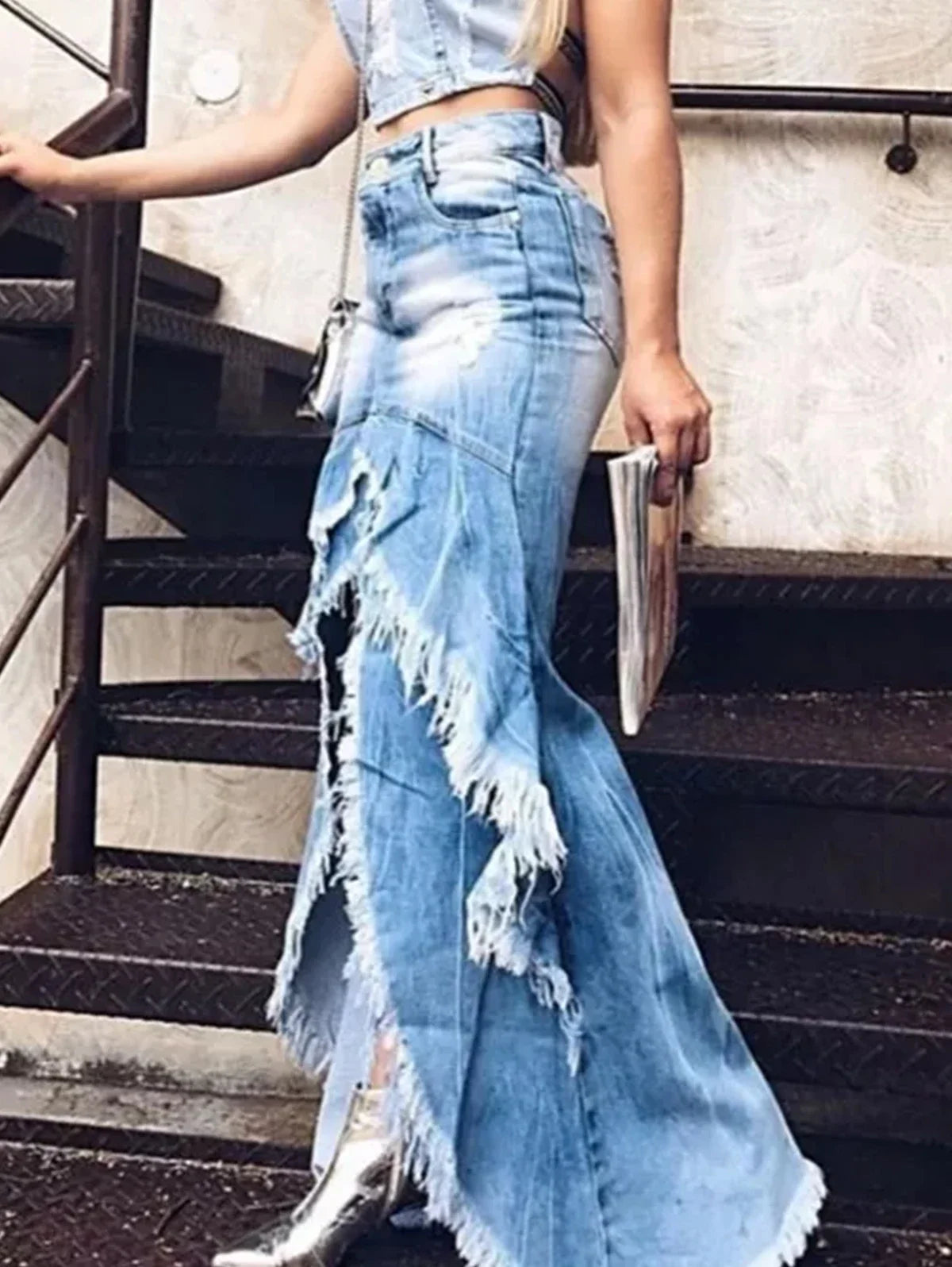 Exclusive Savings This Week!Rough Edge Ruffle Hem Denim Maxi Skirt ~Plus Size Too! Exclusive Savings This Week!Rough Edge Ruffle Hem Denim Maxi Skirt ~Plus Size Too!