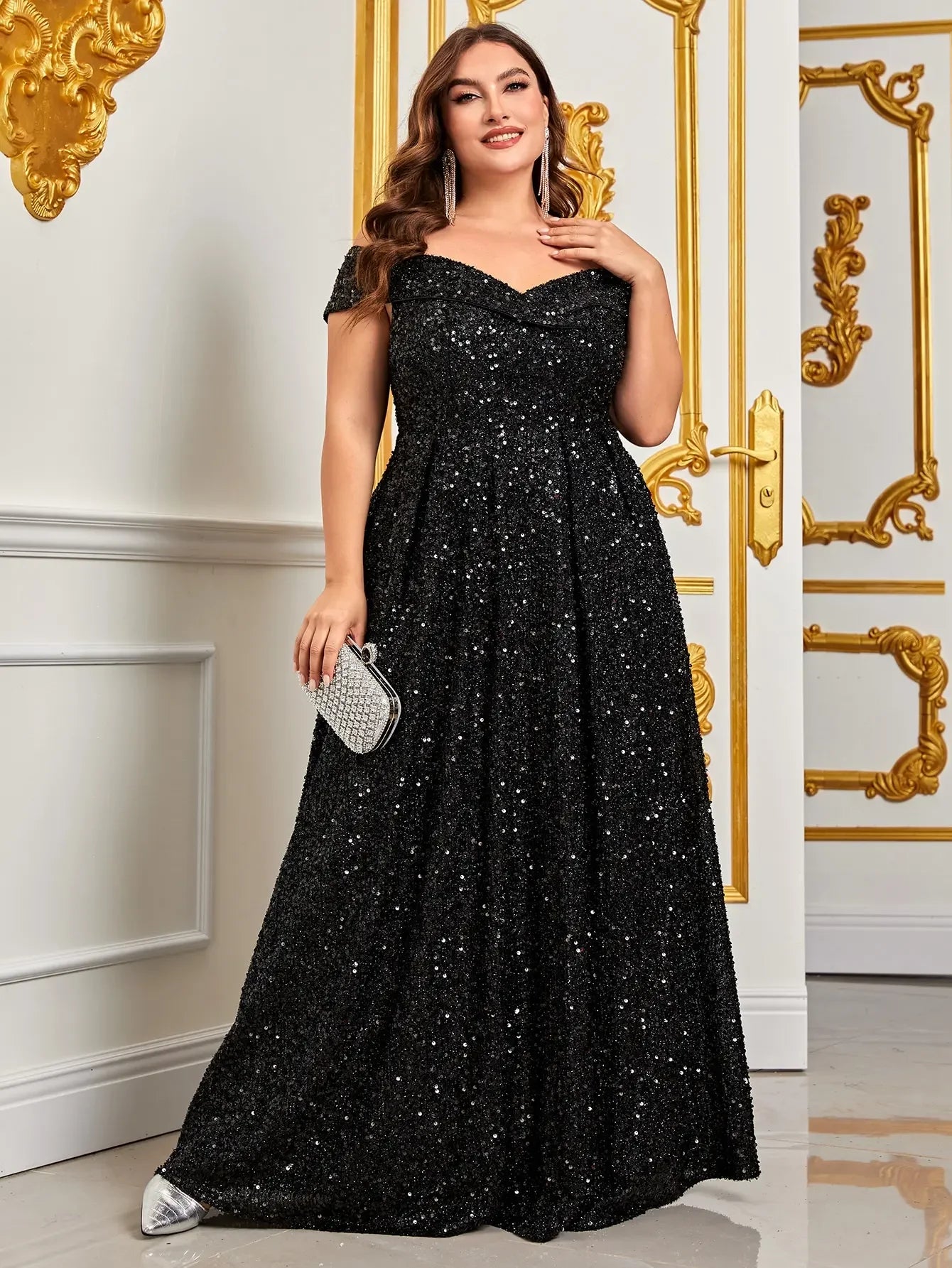 Huge Savings – Act Now!Royal Blue Plus Size Strapless Beaded Sequin Evening Dress
