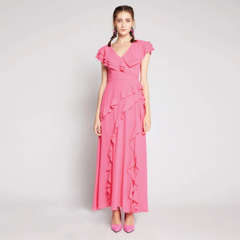 Hottest Discounts of the Year!Ruffles Chiffon Maxi Dress