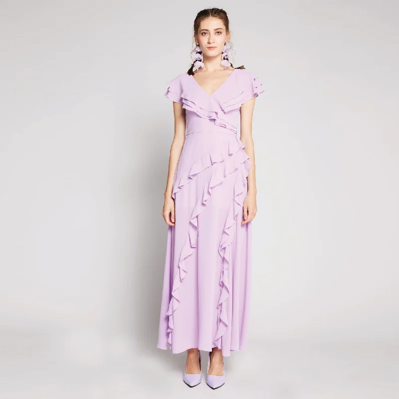 The Best Deals Won’t Wait!Ruffles Chiffon Maxi Dress