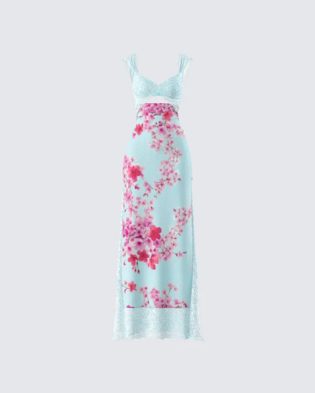 Massive Price Cuts!Ryliana Green Floral Mesh Maxi Dress