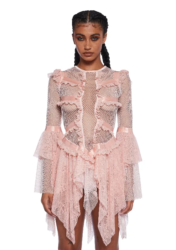Best Deals Just for You!Saints & Sinners Fishnet Mini Dress - Pink