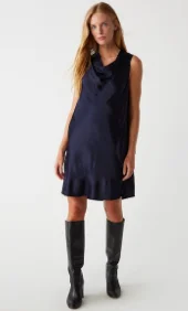 Save Money, Shop Happy!Satin Cowl Neck Short Dress