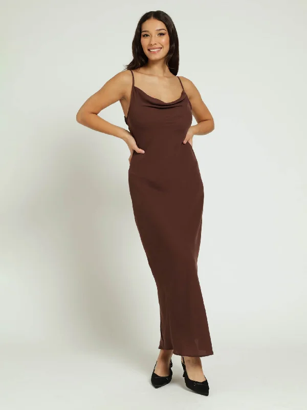 Limited Edition, Limited Price!Seamless Linen Slip Dress - Brown