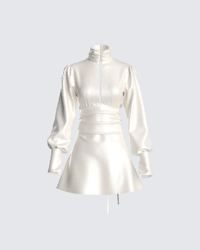 Everything Must Go!Shiloh Ivory Satin Mini Dress