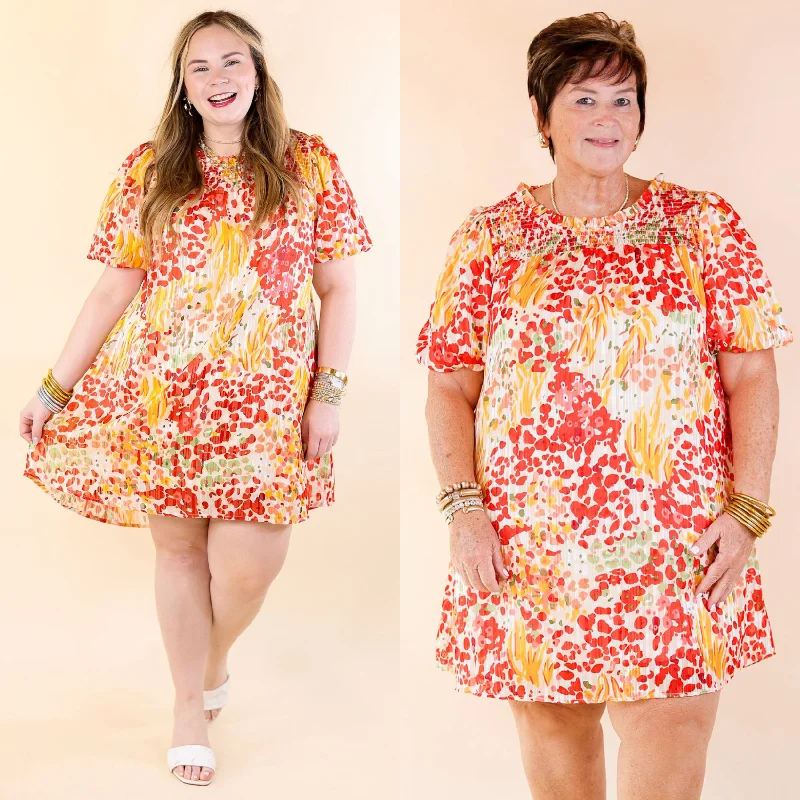Get More, Spend Less – Shop Now!Simply Radiant Mix Floral Print Dress with Short Sleeves in Red and Yellow Mix Get More, Spend Less – Shop Now!Simply Radiant Mix Floral Print Dress with Short Sleeves in Red and Yellow Mix