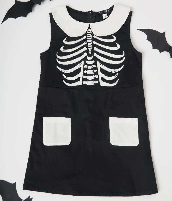Your Exclusive Offer Awaits!Smak Parlour Kids Black & White Glow in the Dark Skeleton Power Mini Dress