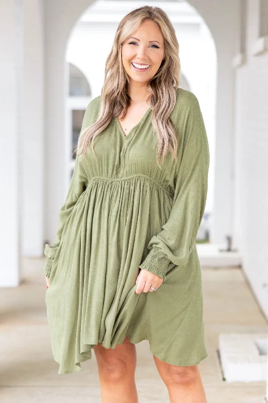 Mega Sale Happening Now!Smocked And Loaded Dress, Olive