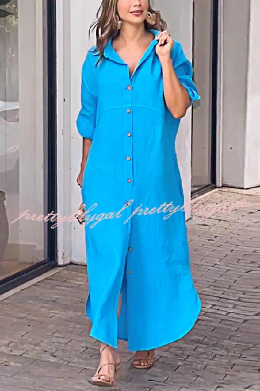 Flash Deals – Act Quickly!Linen Blend Solid Color Long Sleeve Buttoned Loose Pockets Maxi Dress Flash Deals – Act Quickly!Linen Blend Solid Color Long Sleeve Buttoned Loose Pockets Maxi Dress