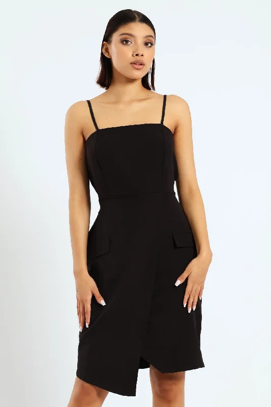 Special Discounts Inside!Strappy Blazer Look Mini Dress - Black