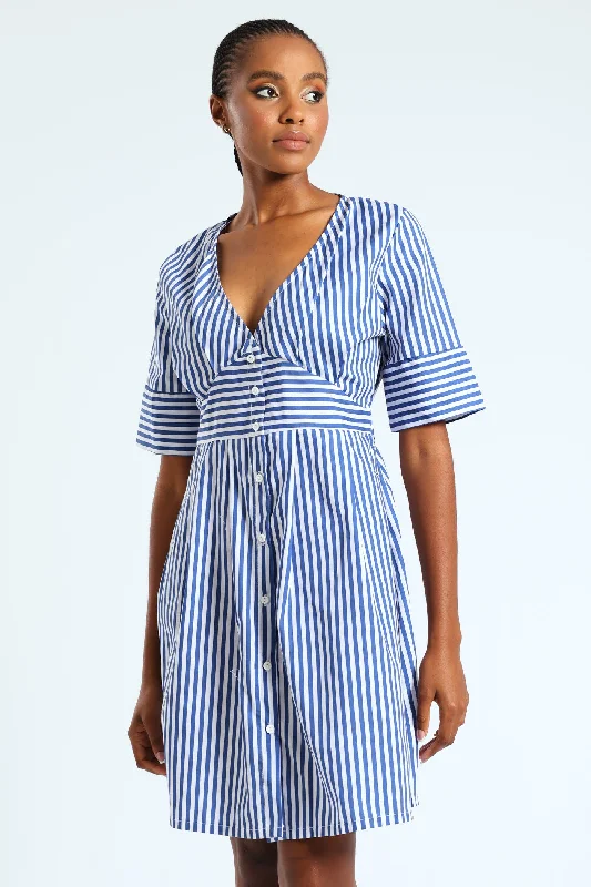 Save Like Never Before!Stripe Poplin Mini Dress