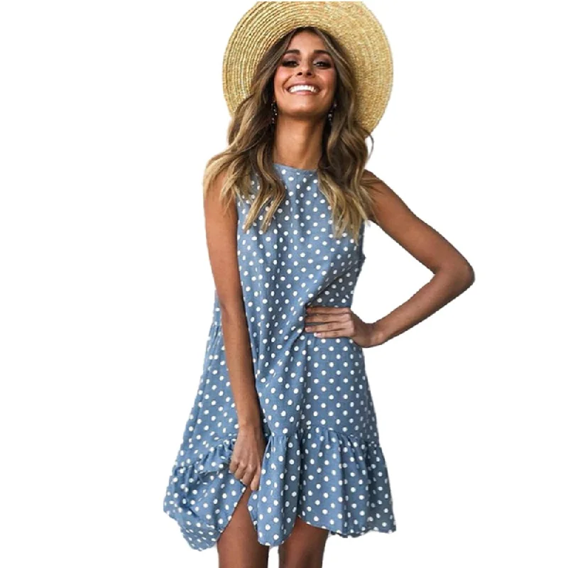 Your Dream Deal is Here!Summer Dresses Women Ruffle Spring Street Sexy Casual Slim Thin Beach Party O Neck Mini Polka Dot Dress Your Dream Deal is Here!Summer Dresses Women Ruffle Spring Street Sexy Casual Slim Thin Beach Party O Neck Mini Polka Dot Dress
