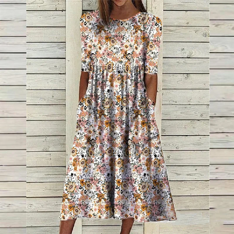 Flash Deals – Act Quickly!Summer Printed Woman Loose Pockets Long Dresses