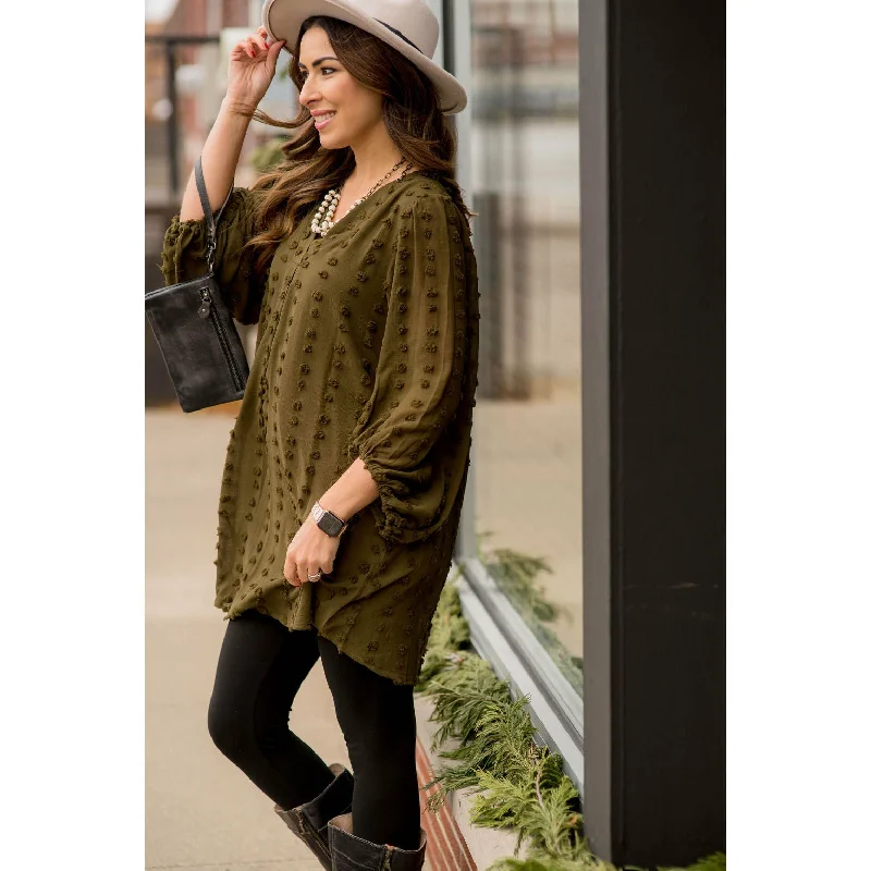 Time to Save Big!Swiss Dot Long Sleeve Dress