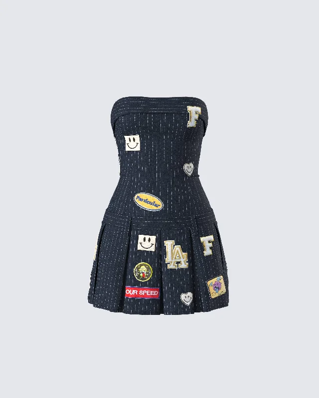 Shop Early, Save Big!Teagan Navy Pinstripe Mini Dress