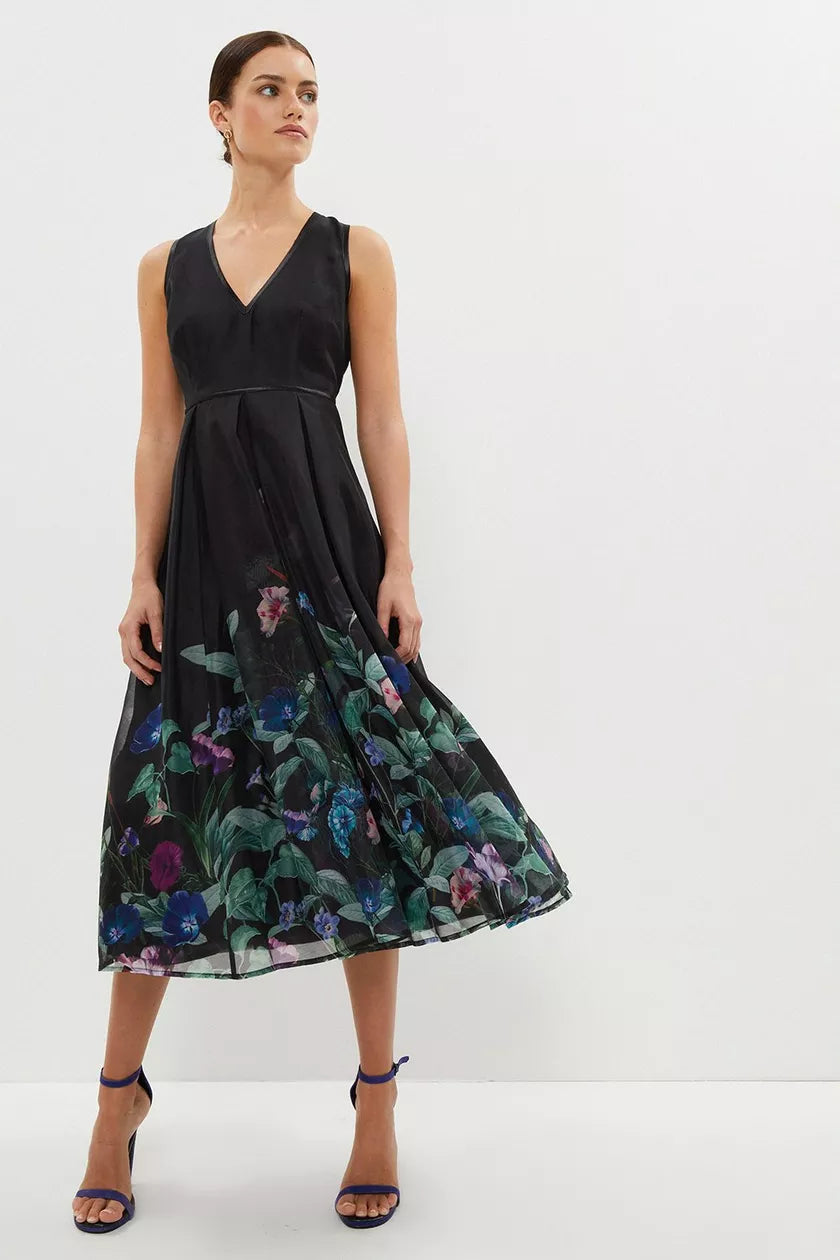 Score Big Savings Today!V Neck Tipped Organza Midi Dress