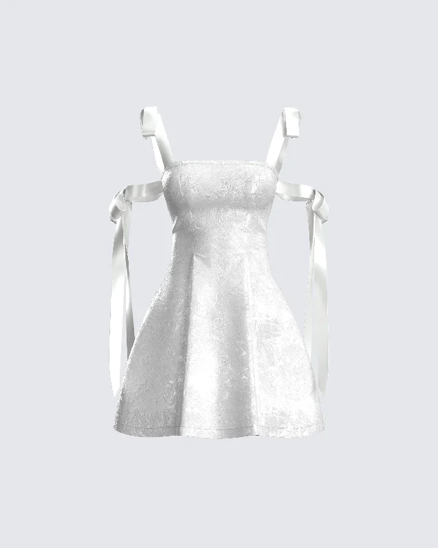 Save More Than Ever!Valeria White Satin Mini Dress