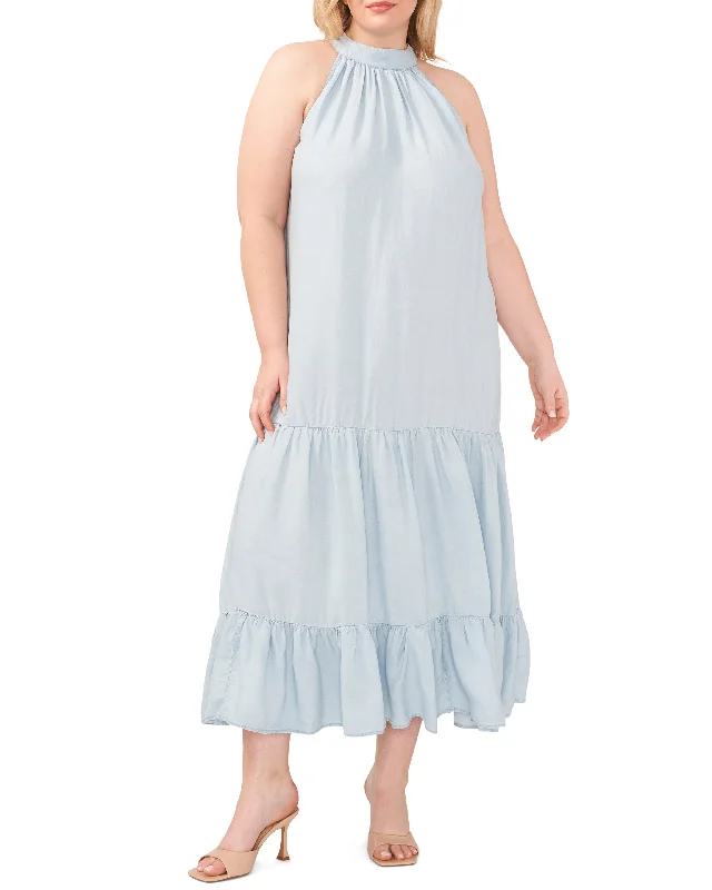 Your Favorite Items on Sale Now!Plus-Size Tiered Halter Maxi Dress