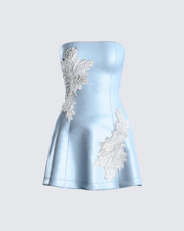Shop Now and Save!Viv Blue Applique Mini Dress