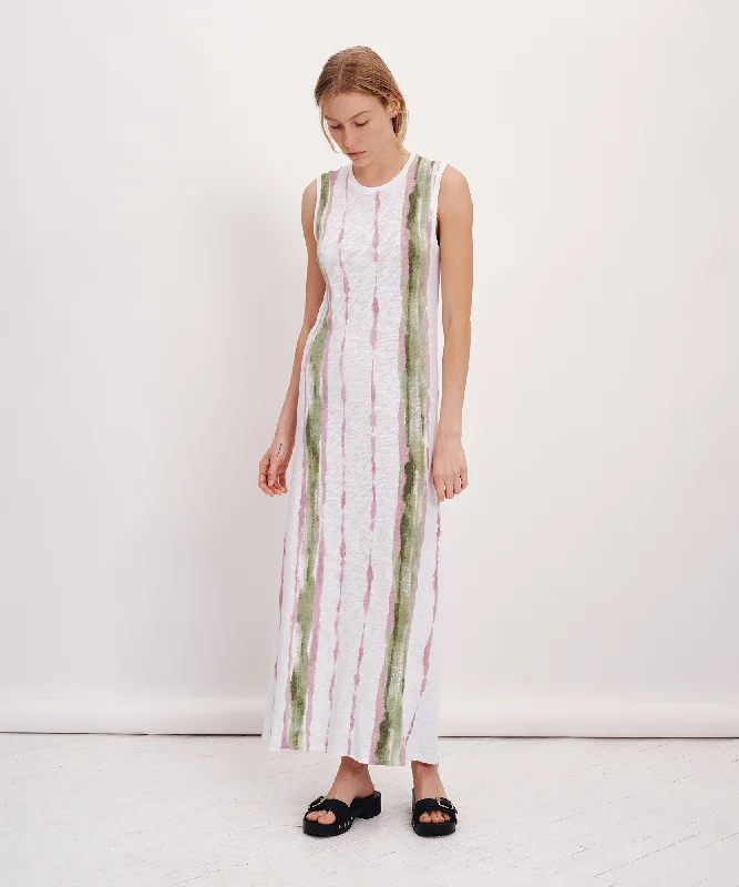 Shop Before It’s Gone!Slub Jersey with Paintstroke Sleeveless Maxi Dress - White-Multi Shop Before It’s Gone!Slub Jersey with Paintstroke Sleeveless Maxi Dress - White-Multi