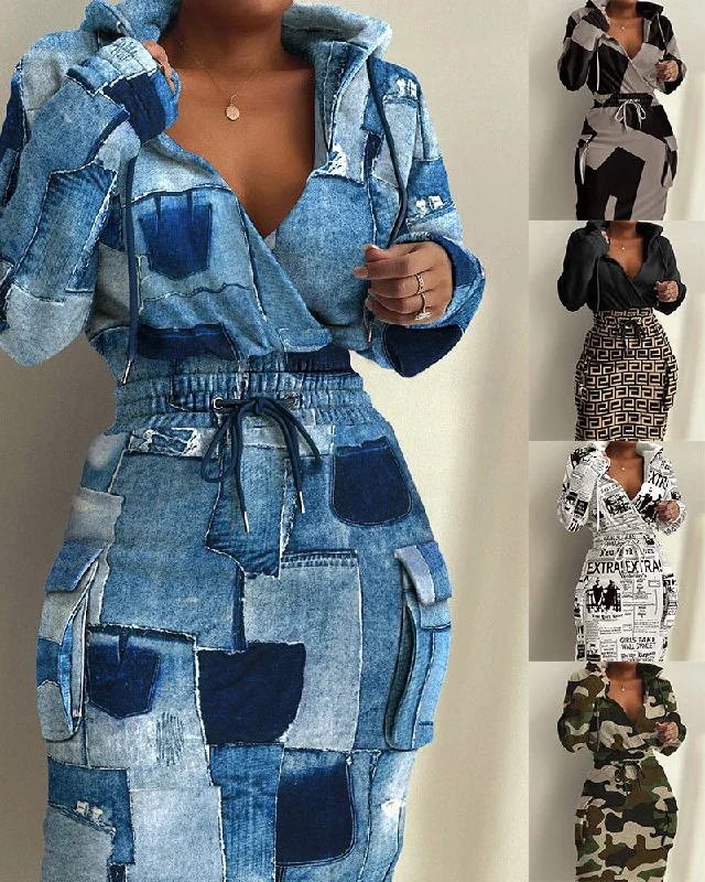 Seasonal Sale – Shop Now!Women's Elegant Printed Waist Pocket Dress Dresses
