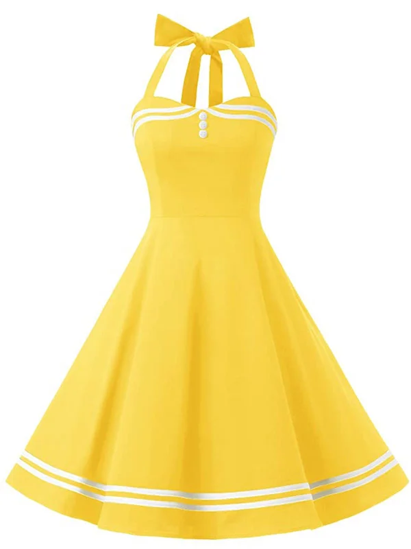 Shop Smart, Save Big!Yellow 1950s Halter Swing Dress