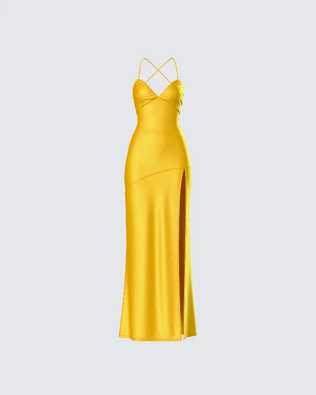 Stock Up and Save!Zabel Orange Satin Maxi Dress