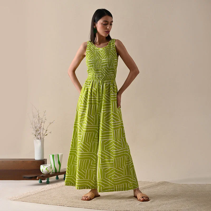 Unmissable Offers Await!Jumpsuits For Women | Pure Cotton | Wide Leg | Green