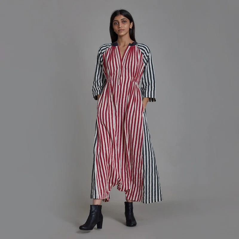 Limited Deals, Unlimited Savings!Pure Cotton Jumpsuit | Striped | Red & Black