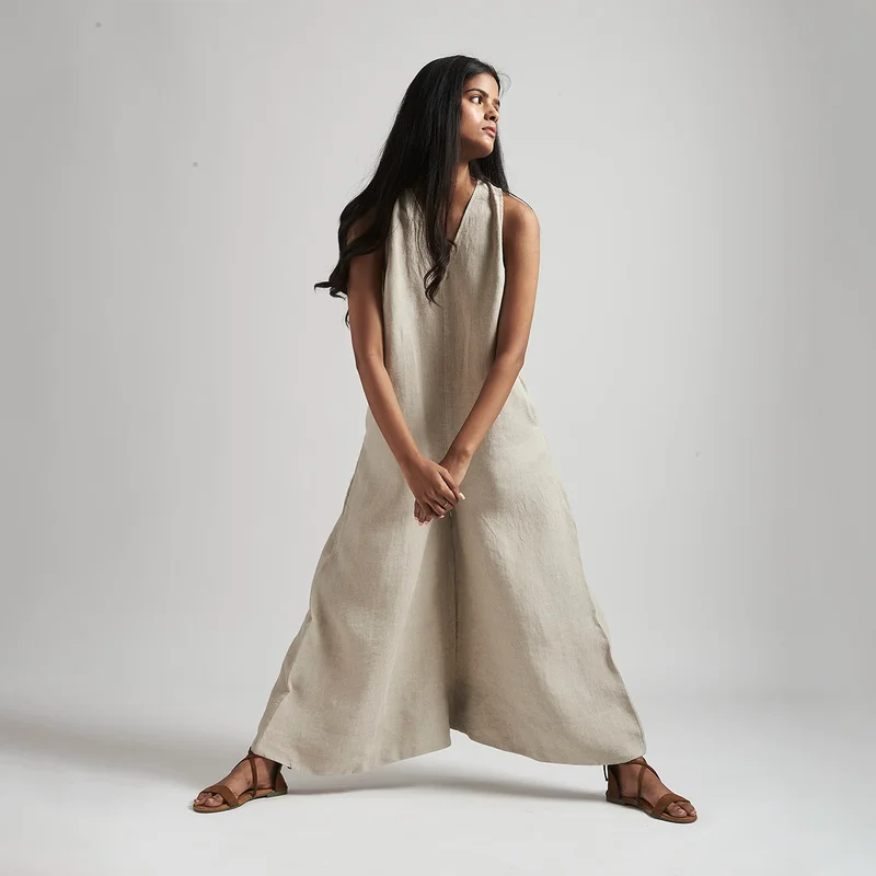 Find Your Perfect Deal Today!Linen Flared Jumpsuit for Women | Beige