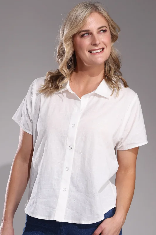 Best Offers of the Month!100% Cotton Jacquard Flower Shirt | IVORY | 6124A1