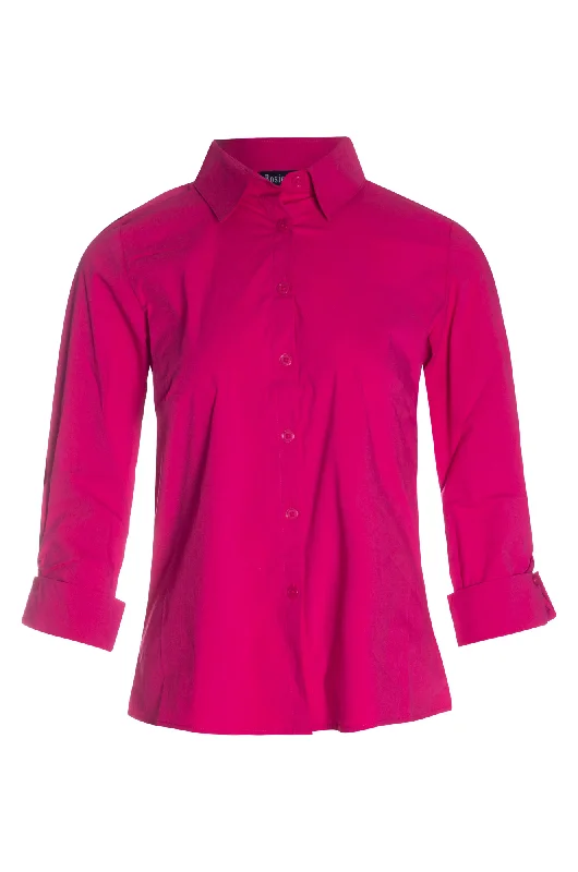 Your Shopping Spree Starts Here!3/4 sleeve Cotton Poplin Shirt | MAGENTA | 6382AR