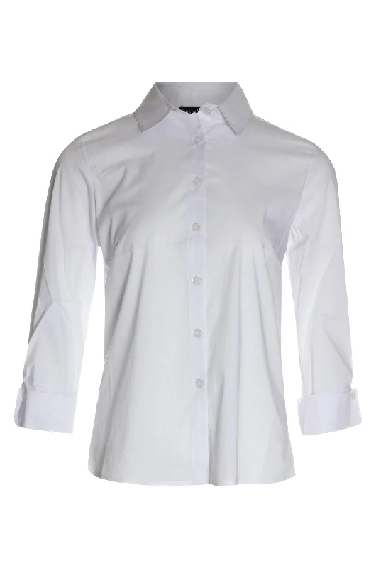 Must-Have Deals Inside!3/4 sleeve Cotton Poplin Shirt | WHITE | 6382AR