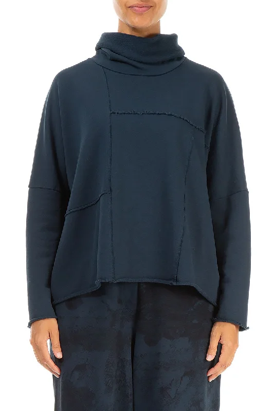 Best Offers of the Month!Boxy Cowl Neck Midnight Blue Cotton Jumper