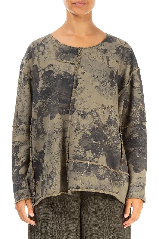 Hot Deals You Can’t Resist!Boxy Silver Sage Marble Cotton Jumper