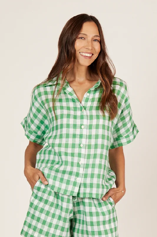 Upgrade for Less!Carmen Linen Shirt in Treviso Green