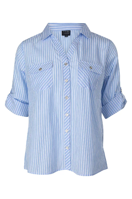 Bigger Savings, Better Shopping!Cotton Rich Shirt | Soft Blue Stripe | 6162A1