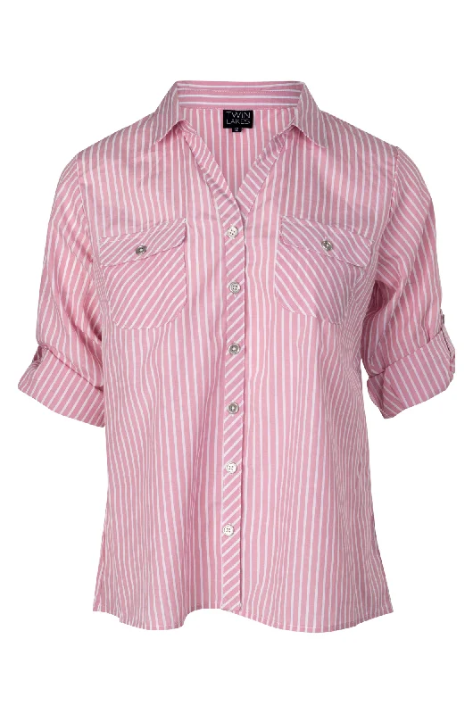 Your Best Deals Are Here!Cotton Rich Shirt | Soft Pink Stripe | 6162A1