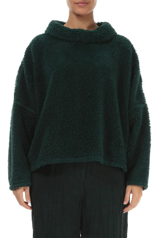 Limited Edition, Limited Price!Cowl Neck Emerald Teddy Cotton Jumper