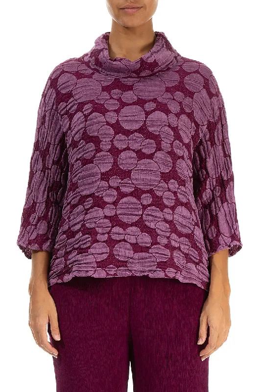 Biggest Sale of the Season!Cowl Neck Light Magenta Circle Silk Linen Blouse