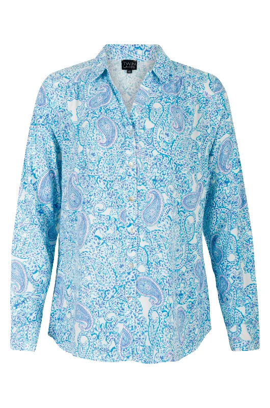 The Best Deals Won’t Wait!Liteweight Blouse | AQUA PAISLEY | 6326AR