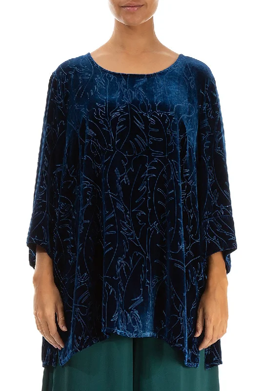 Time to Snag a Bargain!Loose Azure Devoré Feather Silk Velvet Tunic