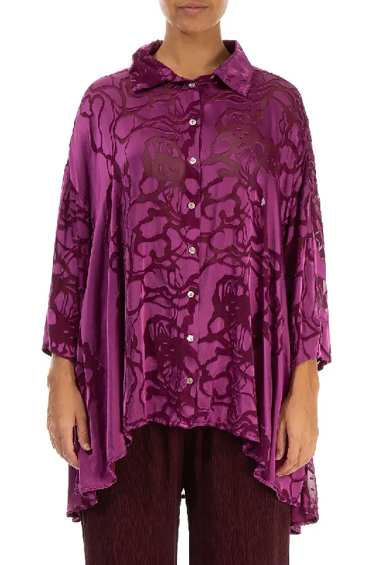 Flash Sale – Act Fast!Loose Floral Magenta Silk Shirt